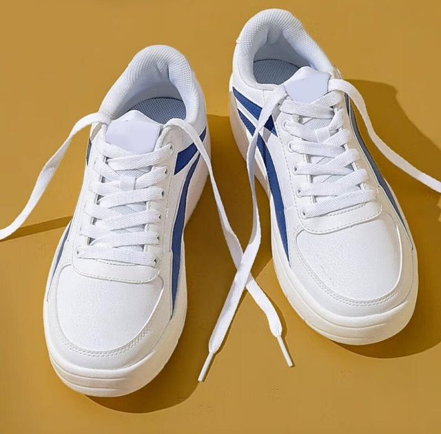 Men's Casual Sneakers | Lightweight Lace-Up Walking & Everyday Comfort Shoes | White & Blue
